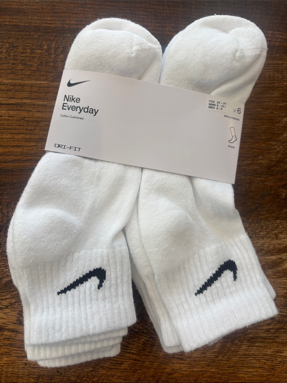 Nike White Ankle Socks with Black Swoosh (6 Pack)